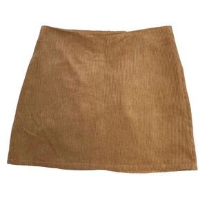 Honey Punch Dark Tan Corduroy Mini Skirt with Back Zipper Women’s Size Small